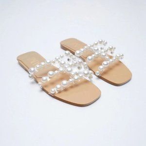 Zara Womens Pearl Sandals (Size 36)